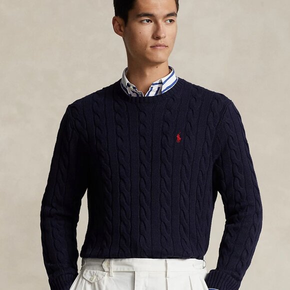 Polo Ralph Lauren Men's Cable-Knit Cotton Sweater Medium - Picture 1 of 5